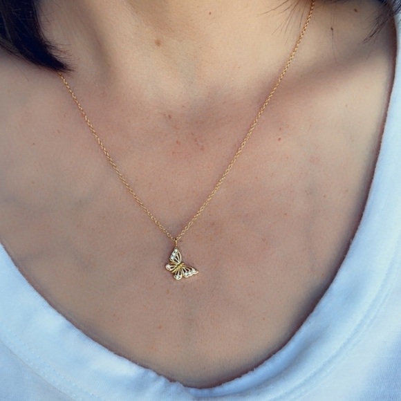14k Gold Butterfly Necklace - Picture 11 of 11